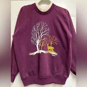 Morning sun graphic crewneck with faux mockneck accent L